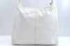 Authentic CHANEL Lamb Skin CC Logo Shoulder Bag Purse White J9224