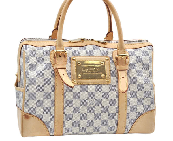 Authentic Louis Vuitton Damier Azur Berkeley Hand Boston Bag N52001 LV J9225