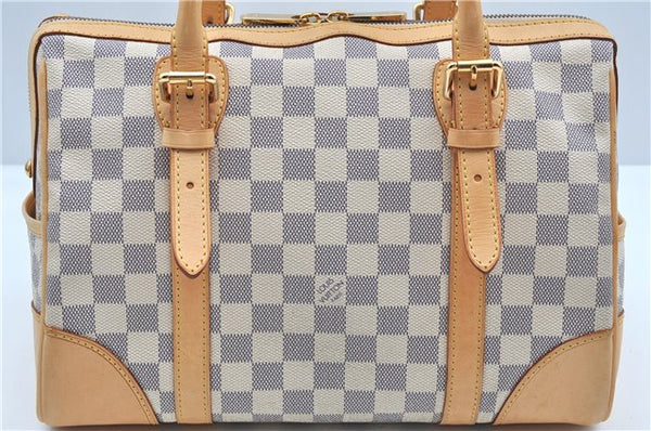 Authentic Louis Vuitton Damier Azur Berkeley Hand Boston Bag N52001 LV J9225