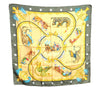 Authentic HERMES Carre 90 Scarf "Grelots" Silk Green Yellow J9277