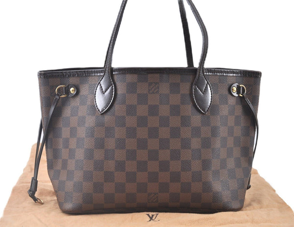 Authentic Louis Vuitton Damier Neverfull PM Shoulder Tote Bag N51109 LV J9324