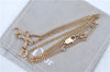 Authentic Christian Dior Gold Tone Ribbon Chain Pendant Necklace CD J9334