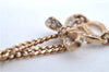 Authentic Christian Dior Gold Tone Ribbon Chain Pendant Necklace CD J9334