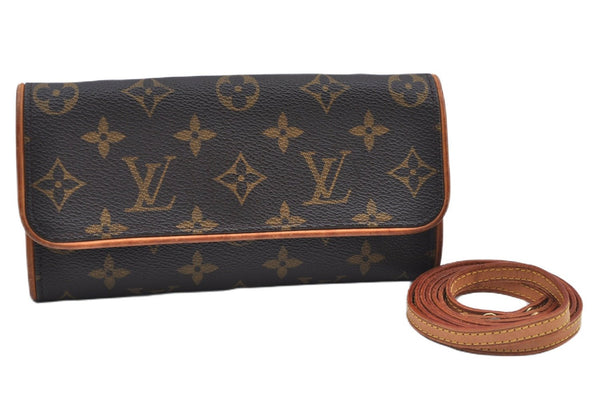 Authentic Louis Vuitton Monogram Pochette Twin PM Shoulder Bag M51854 LV J9339