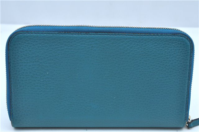 Authentic GUCCI Interlocking G Long Zippy Wallet Purse Leather 449347 Blue J9355