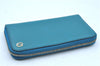 Authentic GUCCI Interlocking G Long Zippy Wallet Purse Leather 449347 Blue J9355