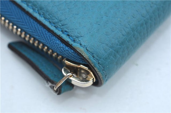 Authentic GUCCI Interlocking G Long Zippy Wallet Purse Leather 449347 Blue J9355