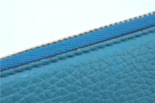 Authentic GUCCI Interlocking G Long Zippy Wallet Purse Leather 449347 Blue J9355