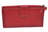 Authentic GUCCI Micro Guccissima Charm Leather Long Wallet 282540 Red J9360