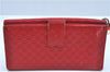 Authentic GUCCI Micro Guccissima Charm Leather Long Wallet 282540 Red J9360