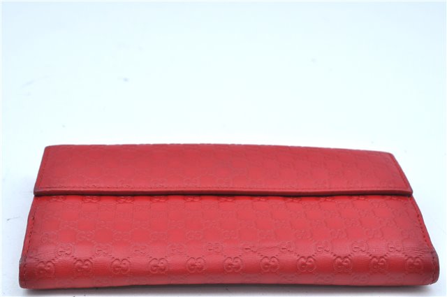 Authentic GUCCI Micro Guccissima Charm Leather Long Wallet 282540 Red J9360