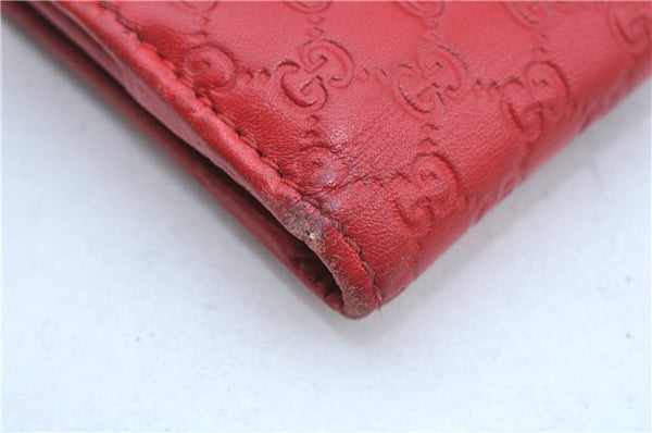 Authentic GUCCI Micro Guccissima Charm Leather Long Wallet 282540 Red J9360