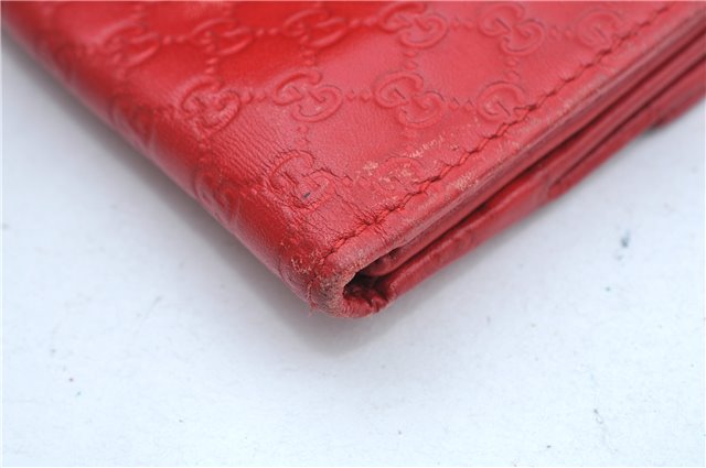 Authentic GUCCI Micro Guccissima Charm Leather Long Wallet 282540 Red J9360