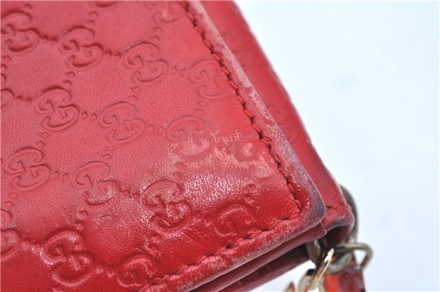 Authentic GUCCI Micro Guccissima Charm Leather Long Wallet 282540 Red J9360