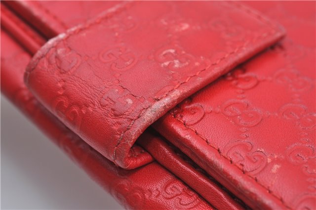 Authentic GUCCI Micro Guccissima Charm Leather Long Wallet 282540 Red J9360