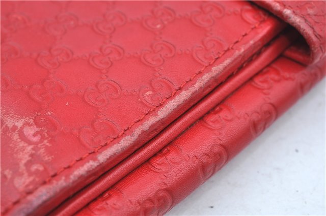 Authentic GUCCI Micro Guccissima Charm Leather Long Wallet 282540 Red J9360