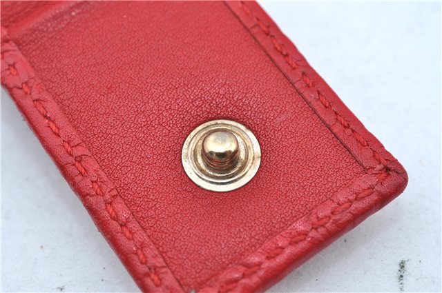 Authentic GUCCI Micro Guccissima Charm Leather Long Wallet 282540 Red J9360