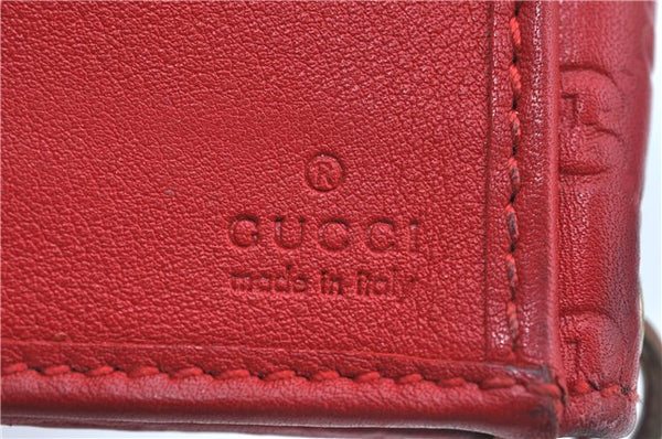 Authentic GUCCI Micro Guccissima Charm Leather Long Wallet 282540 Red J9360