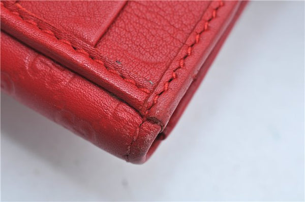 Authentic GUCCI Micro Guccissima Charm Leather Long Wallet 282540 Red J9360