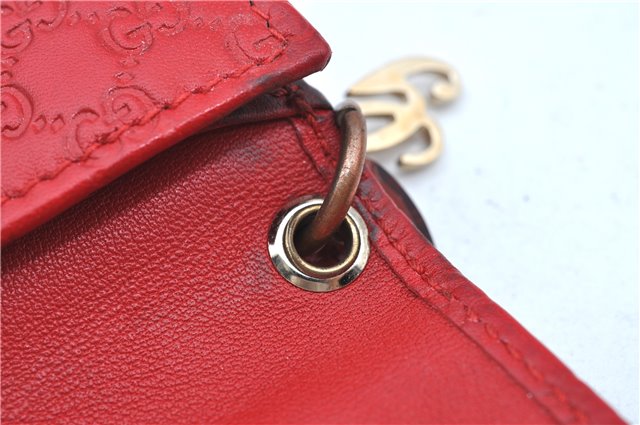 Authentic GUCCI Micro Guccissima Charm Leather Long Wallet 282540 Red J9360