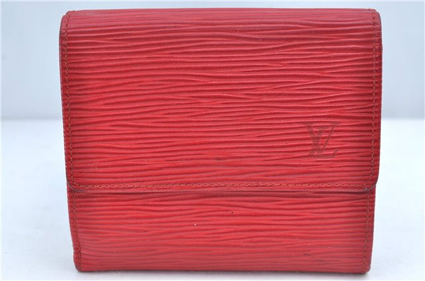 Authentic Louis Vuitton Epi Portefeuille Elise Bifold Wallet Purse Red LV J9362