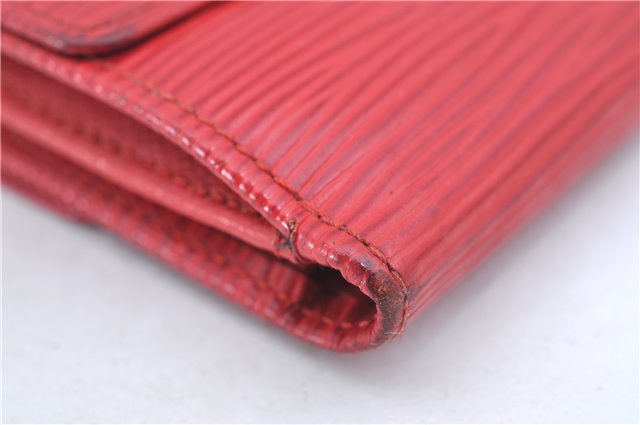 Authentic Louis Vuitton Epi Portefeuille Elise Bifold Wallet Purse Red LV J9362