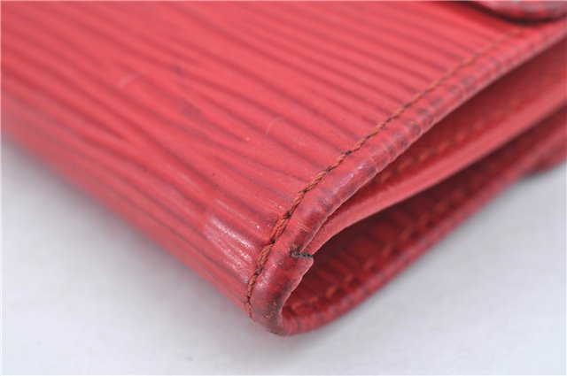 Authentic Louis Vuitton Epi Portefeuille Elise Bifold Wallet Purse Red LV J9362