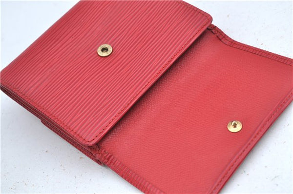 Authentic Louis Vuitton Epi Portefeuille Elise Bifold Wallet Purse Red LV J9362