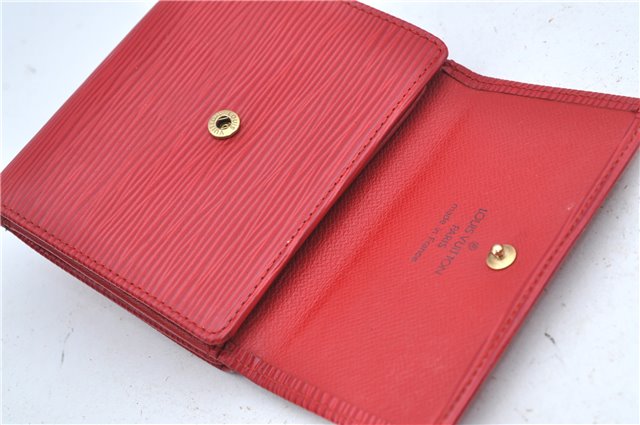 Authentic Louis Vuitton Epi Portefeuille Elise Bifold Wallet Purse Red LV J9362