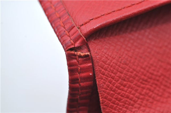 Authentic Louis Vuitton Epi Portefeuille Elise Bifold Wallet Purse Red LV J9362