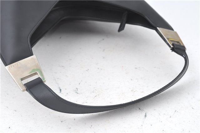 Authentic GUCCI Shoulder Hand Bag Purse Leather Black J9369