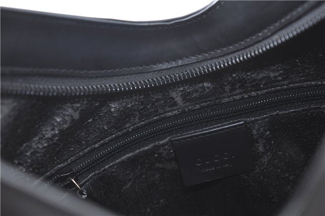 Authentic GUCCI Shoulder Hand Bag Purse Leather Black J9369