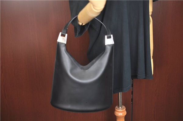 Authentic GUCCI Shoulder Hand Bag Purse Leather Black J9369