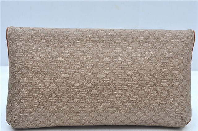 Authentic CELINE Macadam Blason Pattern Clutch Hand Bag PVC Leather Beige J9375
