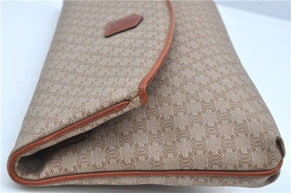 Authentic CELINE Macadam Blason Pattern Clutch Hand Bag PVC Leather Beige J9375