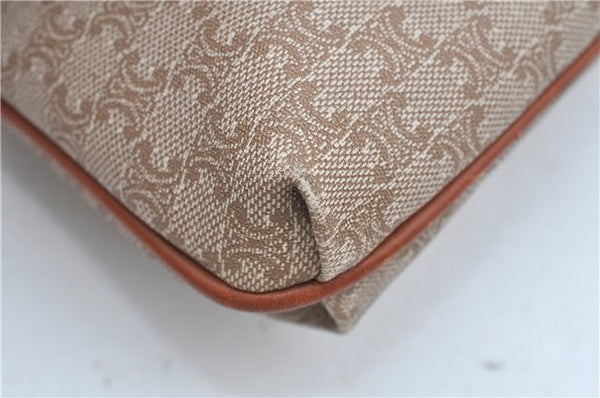 Authentic CELINE Macadam Blason Pattern Clutch Hand Bag PVC Leather Beige J9375