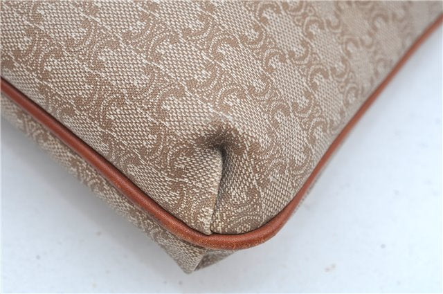 Authentic CELINE Macadam Blason Pattern Clutch Hand Bag PVC Leather Beige J9375