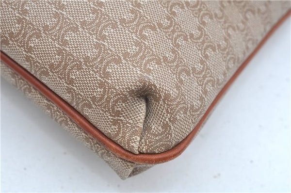 Authentic CELINE Macadam Blason Pattern Clutch Hand Bag PVC Leather Beige J9375