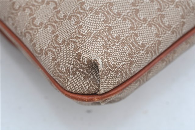 Authentic CELINE Macadam Blason Pattern Clutch Hand Bag PVC Leather Beige J9375