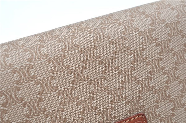 Authentic CELINE Macadam Blason Pattern Clutch Hand Bag PVC Leather Beige J9375