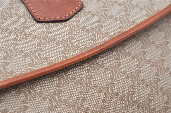Authentic CELINE Macadam Blason Pattern Clutch Hand Bag PVC Leather Beige J9375
