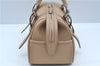 Authentic BURBERRY Vintage Leather Hand Bag Purse Beige Box J9382