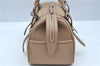 Authentic BURBERRY Vintage Leather Hand Bag Purse Beige Box J9382