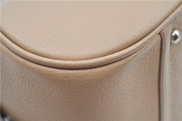 Authentic BURBERRY Vintage Leather Hand Bag Purse Beige Box J9382