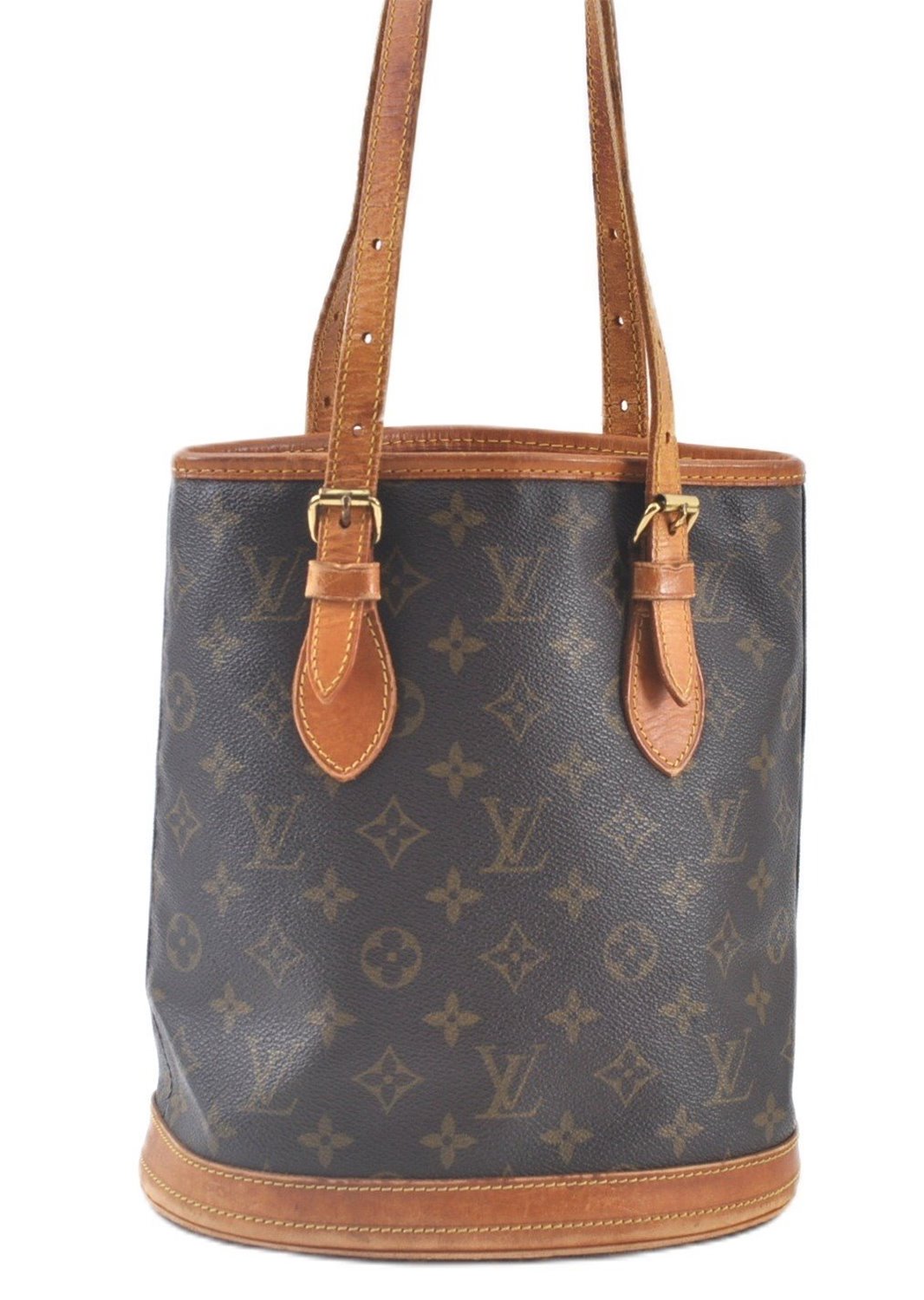 Authentic Louis Vuitton Monogram Bucket PM Shoulder Tote Bag M42238 LV J9386