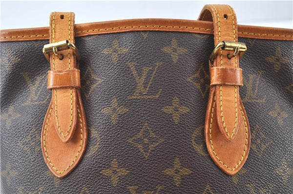Authentic Louis Vuitton Monogram Bucket PM Shoulder Tote Bag M42238 LV J9386