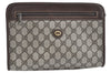 Authentic GUCCI Clutch Hand Bag Purse GG PVC Leather Brown Junk J9394