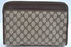 Authentic GUCCI Clutch Hand Bag Purse GG PVC Leather Brown Junk J9394