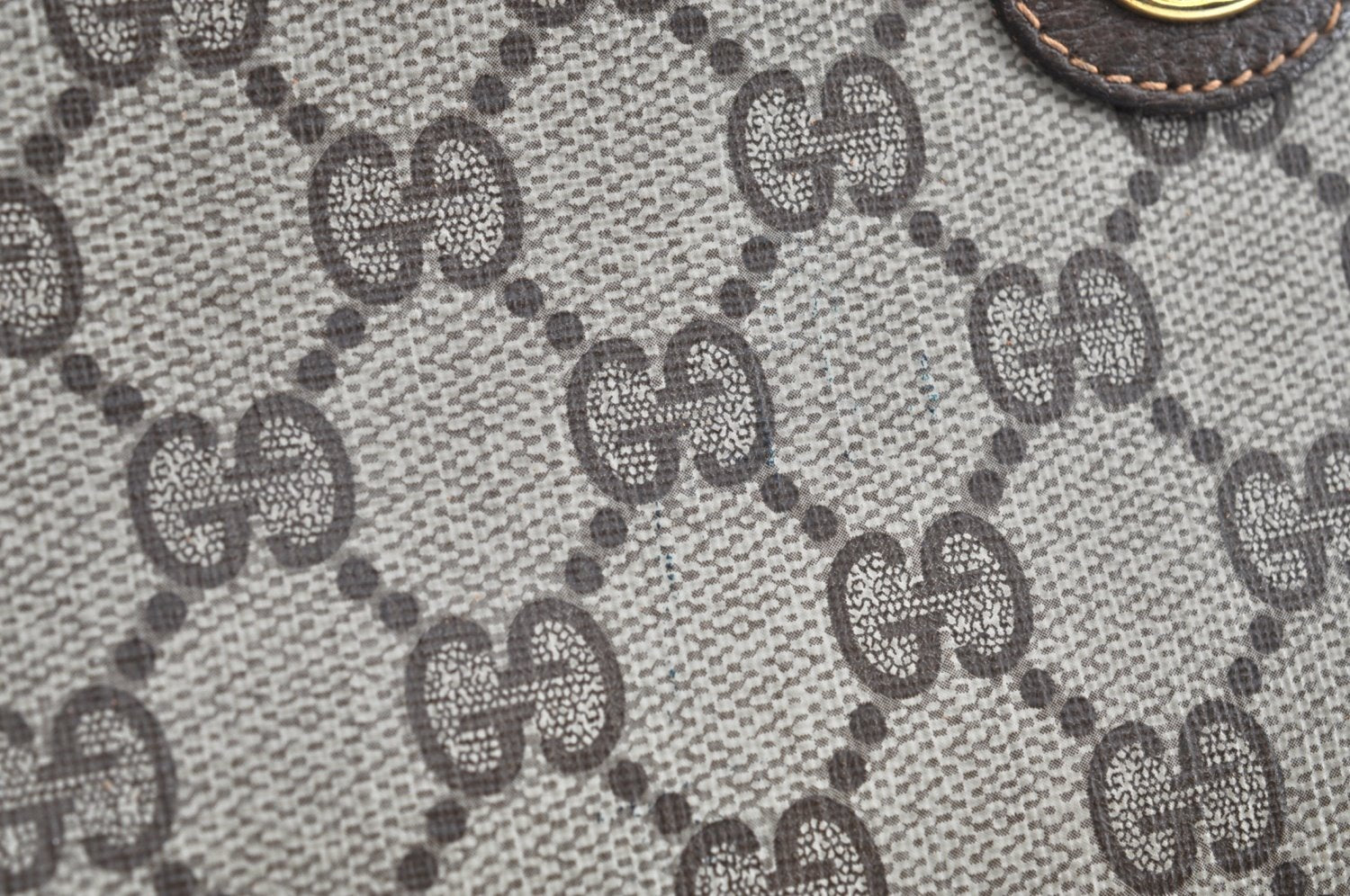 Authentic GUCCI Clutch Hand Bag Purse GG PVC Leather Brown Junk J9394