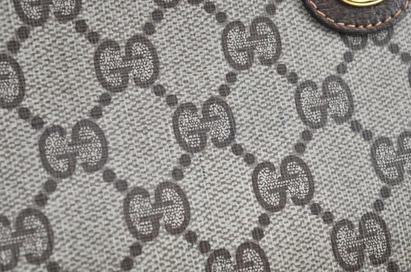 Authentic GUCCI Clutch Hand Bag Purse GG PVC Leather Brown Junk J9394